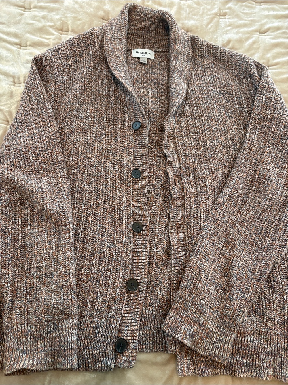 Goodfellow & Co Marled Brown Shawl-Collar Cardigan